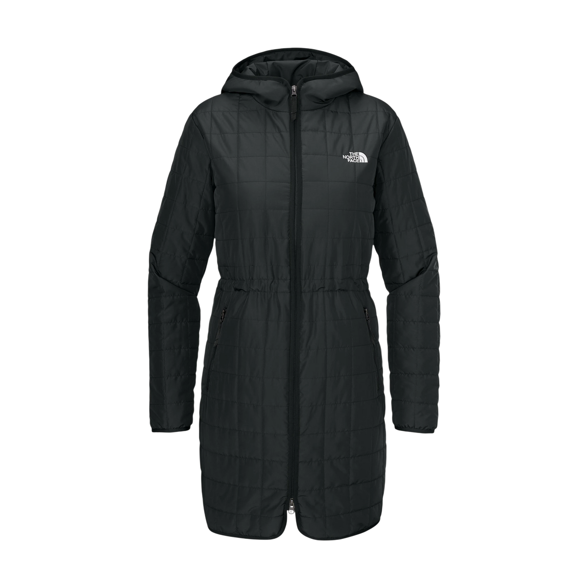 The North Face Women's Iron Drift Quilted Hooded Parka in TNF Black — custom branded by Motive