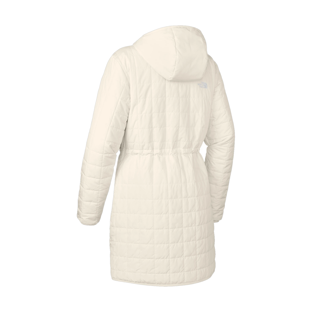 The North Face Women's Iron Drift Quilted Hooded Parka in White Dune — custom branded by Motive