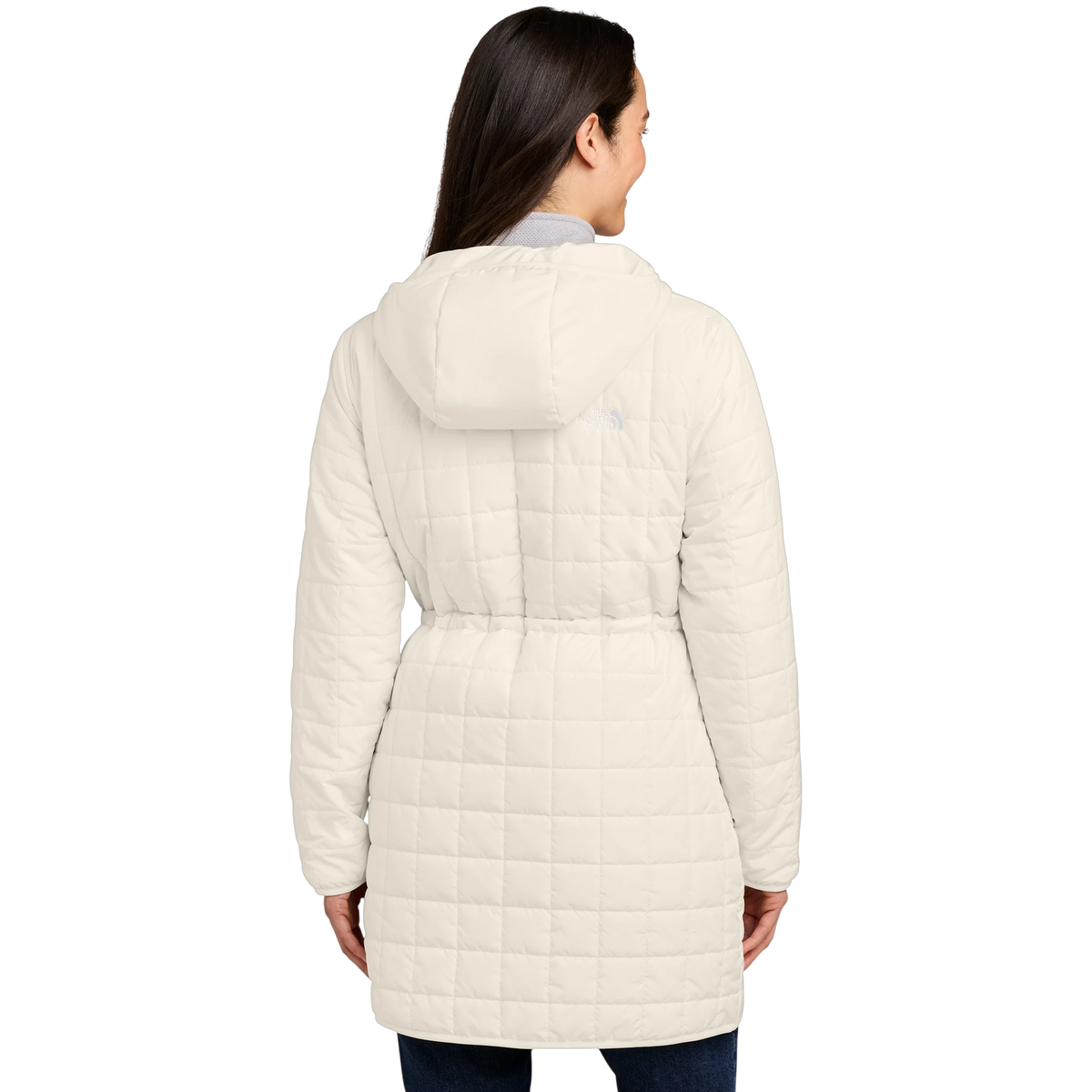 The North Face Women's Iron Drift Quilted Hooded Parka in White Dune — custom branded by Motive