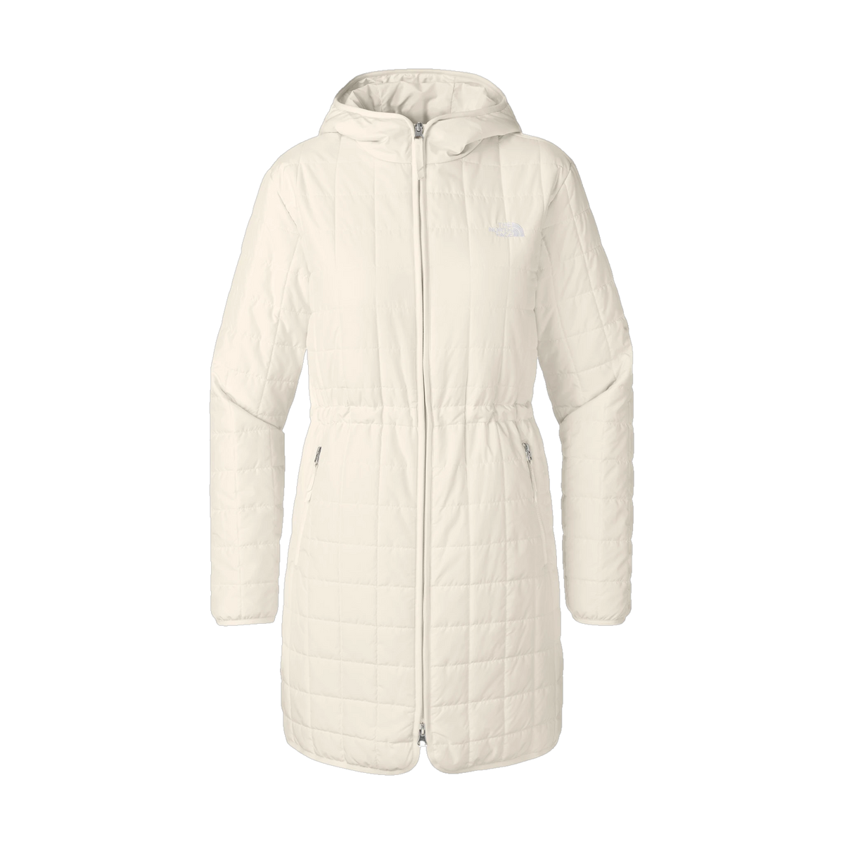 The North Face Women's Iron Drift Quilted Hooded Parka in White Dune — custom branded by Motive