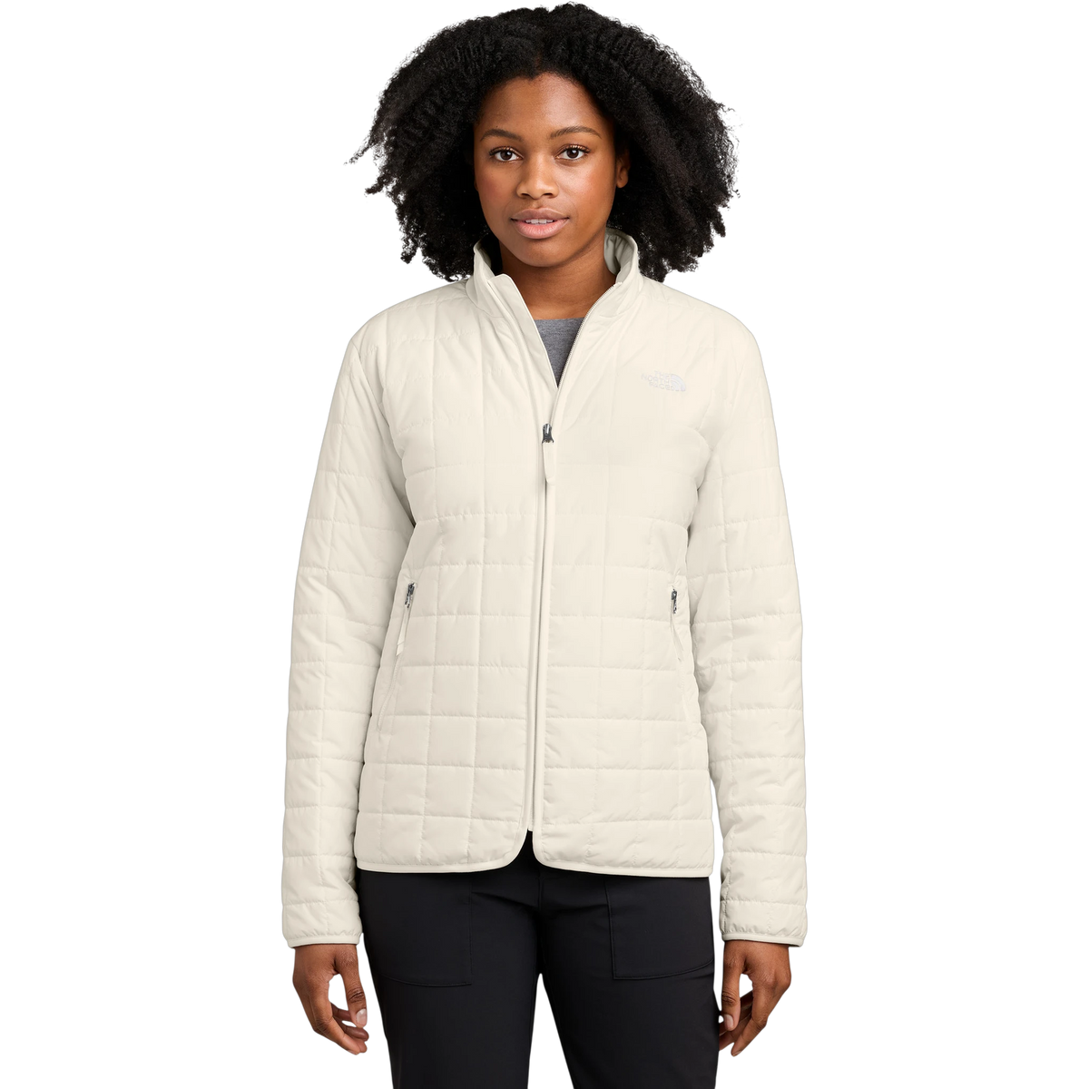 The North Face Women's Iron Drift Quilted Jacket in White Dune — custom branded by Motive