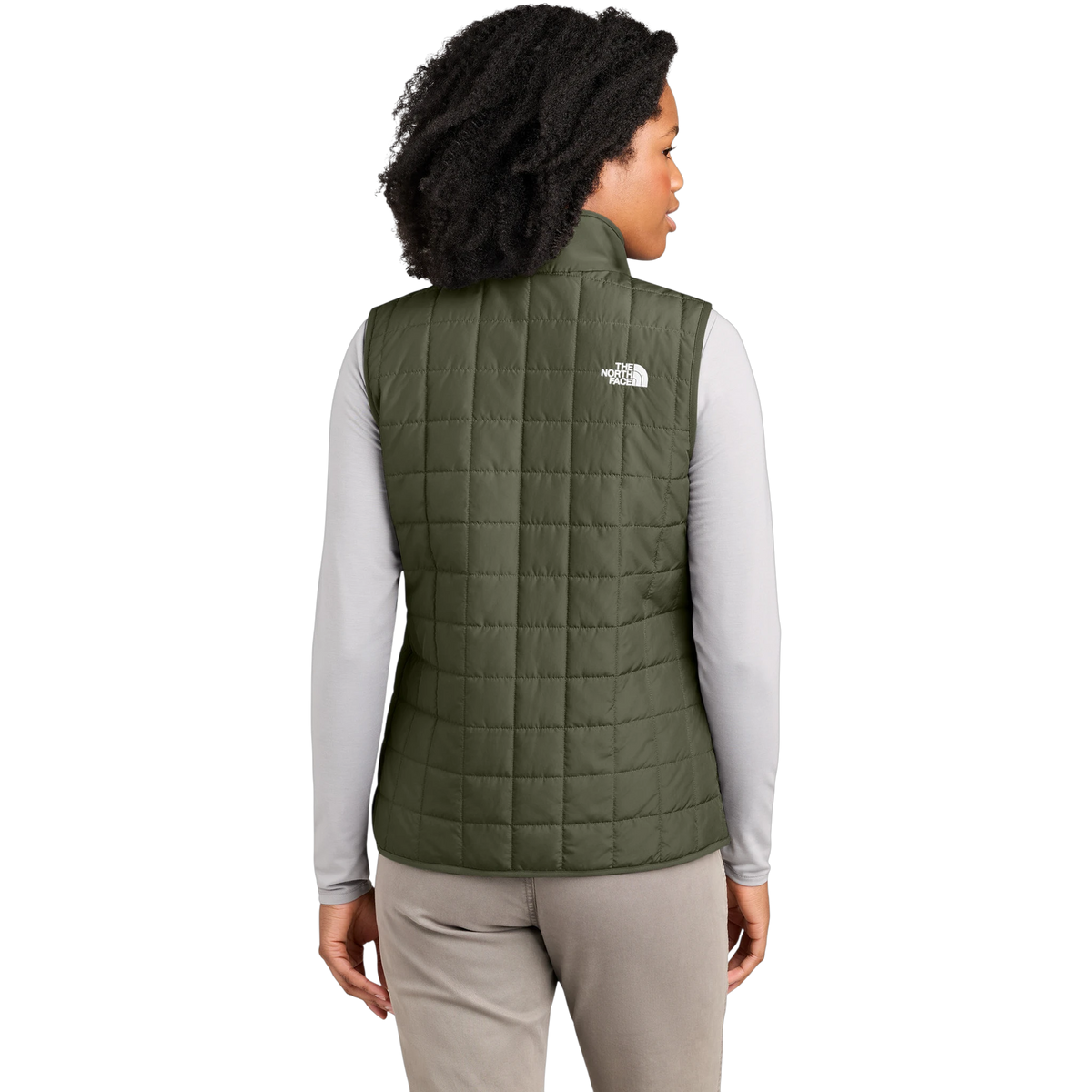 The North Face Women's Iron Drift Quilted Vest in New Taupe Green — custom branded by Motive