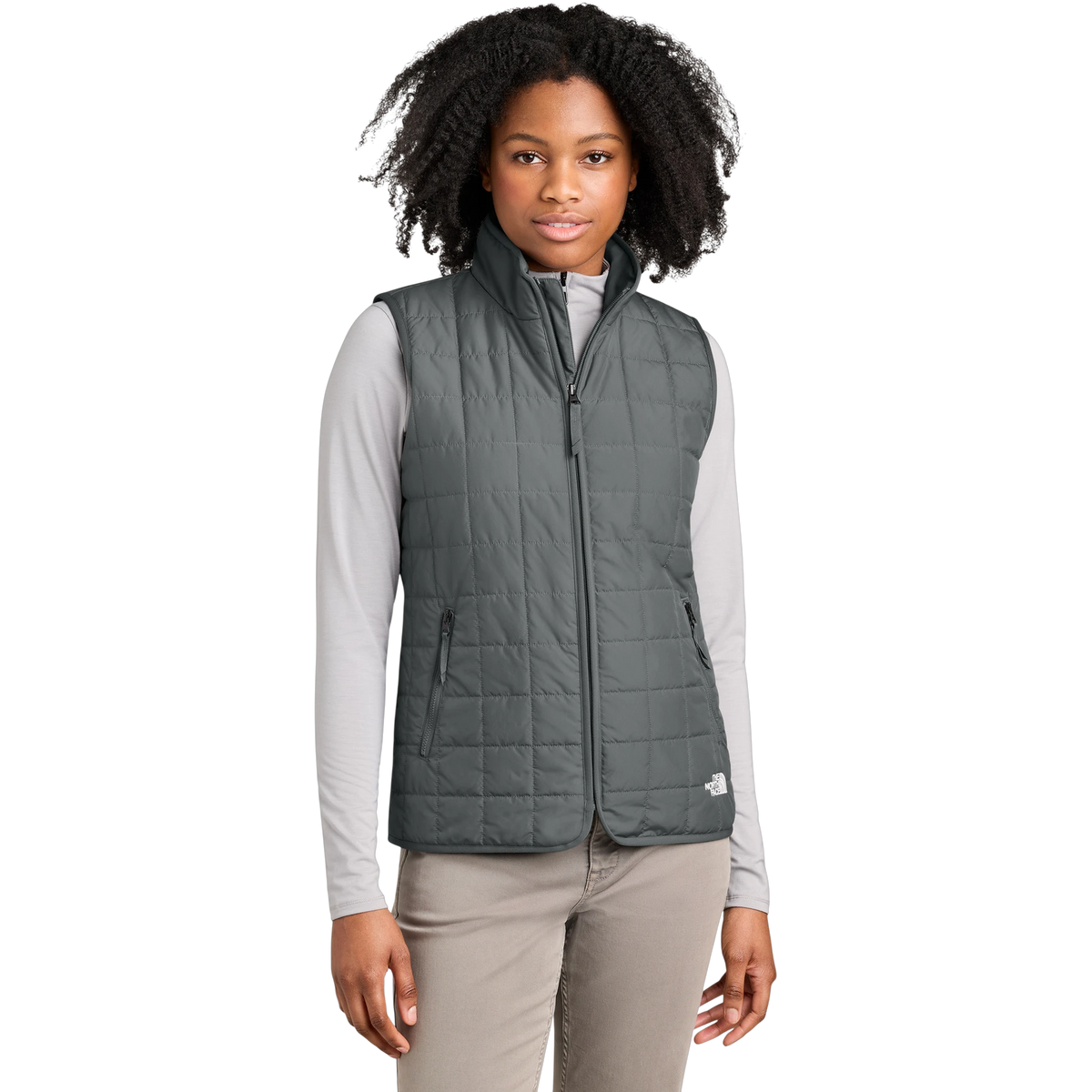 The North Face Women's Iron Drift Quilted Vest in Smoked Pearl Grey — custom branded by Motive