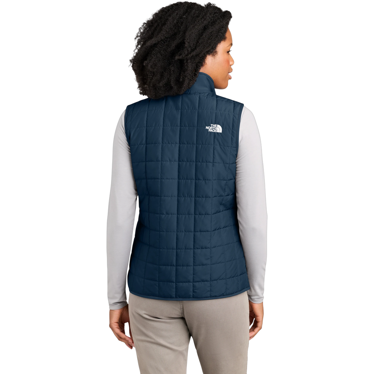 The North Face Women's Iron Drift Quilted Vest in Summit Navy — custom branded by Motive