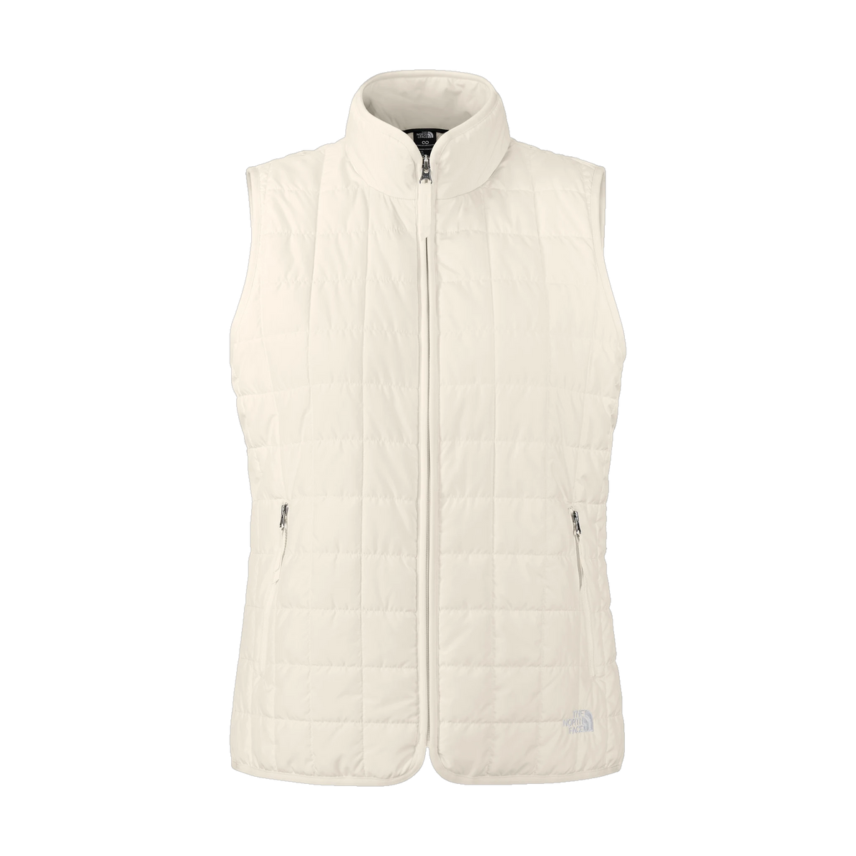 The North Face Women's Iron Drift Quilted Vest in White Dune — custom branded by Motive
