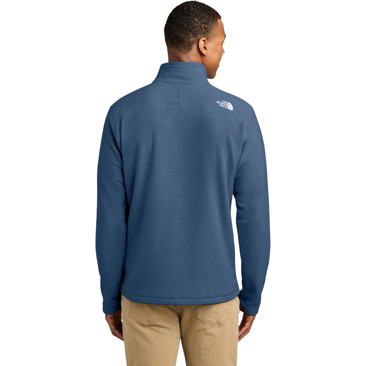 The North Face Textured Pine Grove 1/2-Zip in Shady Blue Heather — custom branded by Motive