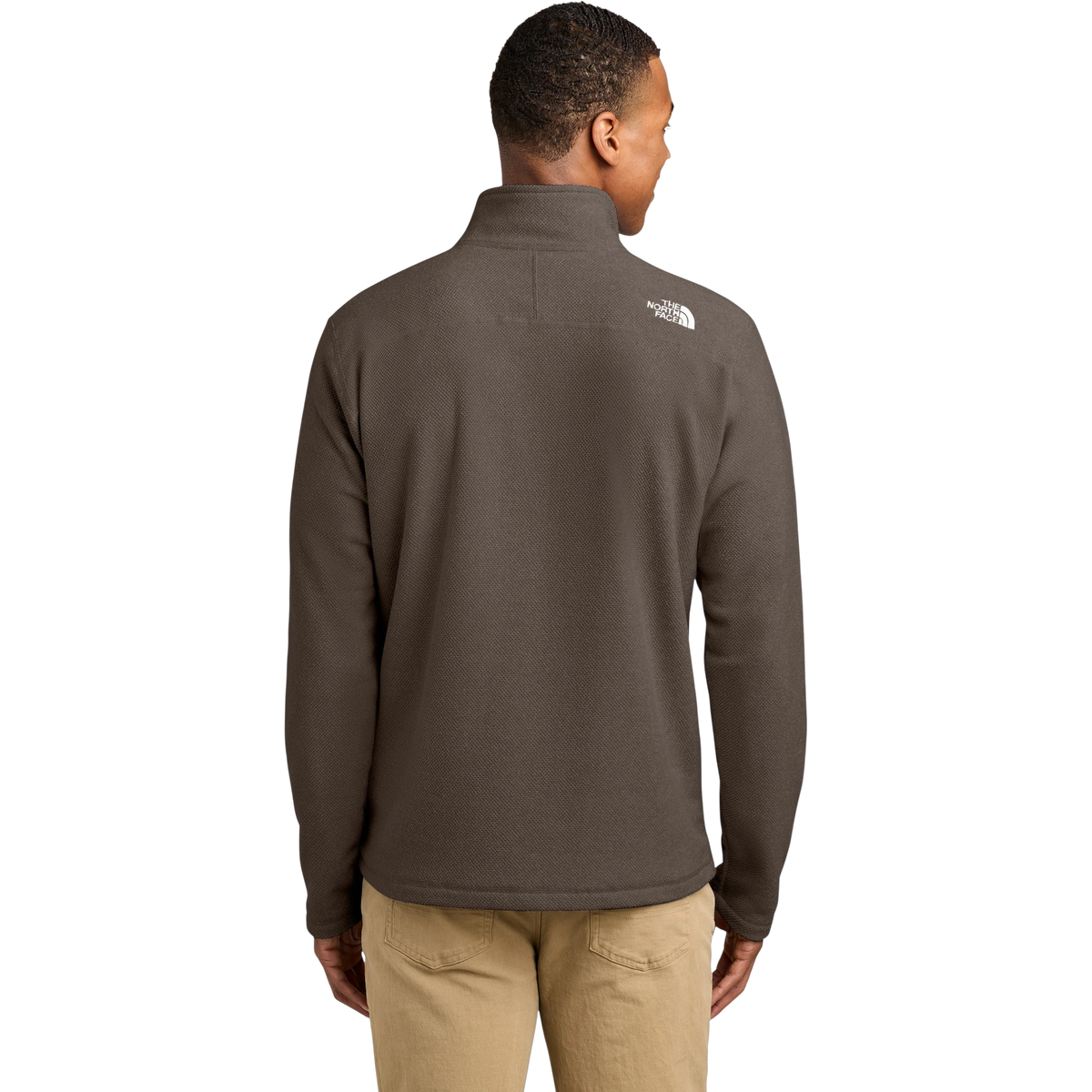 The North Face Textured Pine Grove 1/2-Zip in Smokey Brown Heather — custom branded by Motive