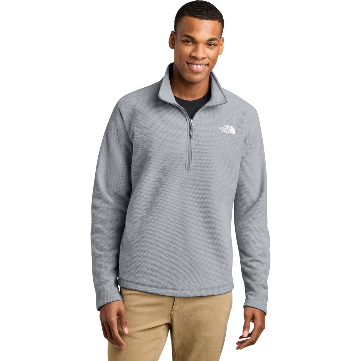 The North Face Textured Pine Grove 1/2-Zip in TNF Light Grey Heather — custom branded by Motive