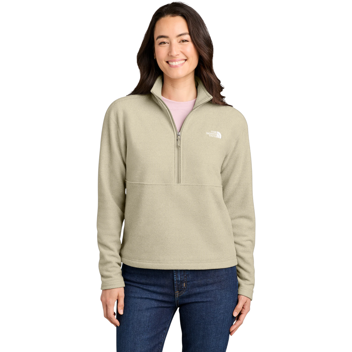 The North Face Women's Textured Pine Grove 1/2-Zip in Gravel Heather — custom branded by Motive