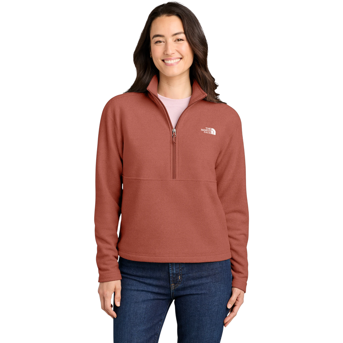The North Face Women's Textured Pine Grove 1/2-Zip in Mars Dust Heather — custom branded by Motive