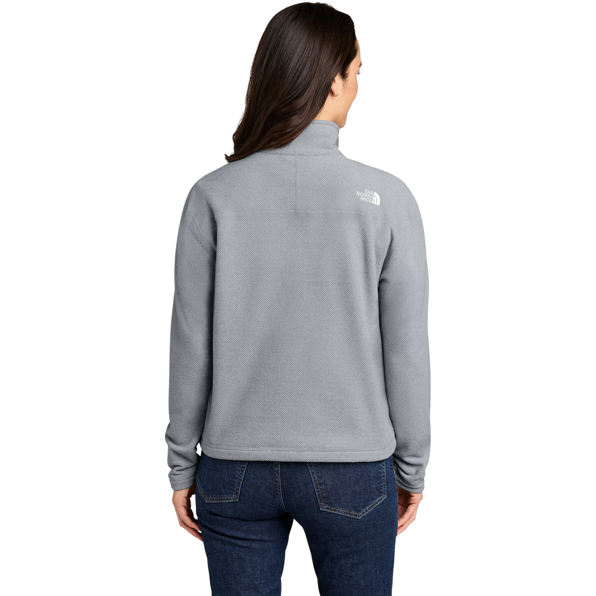The North Face Women's Textured Pine Grove 1/2-Zip in TNF Light Grey Heather — custom branded by Motive