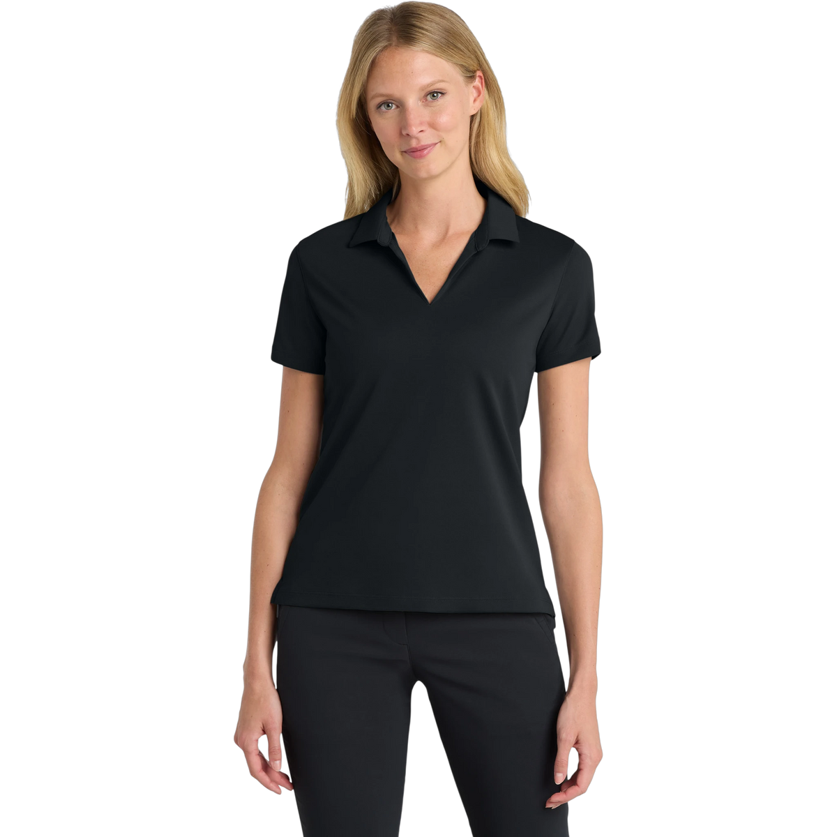 Nike Women's Dri-FIT Micro Pique 2.0 Polo in Black — custom branded by Motive