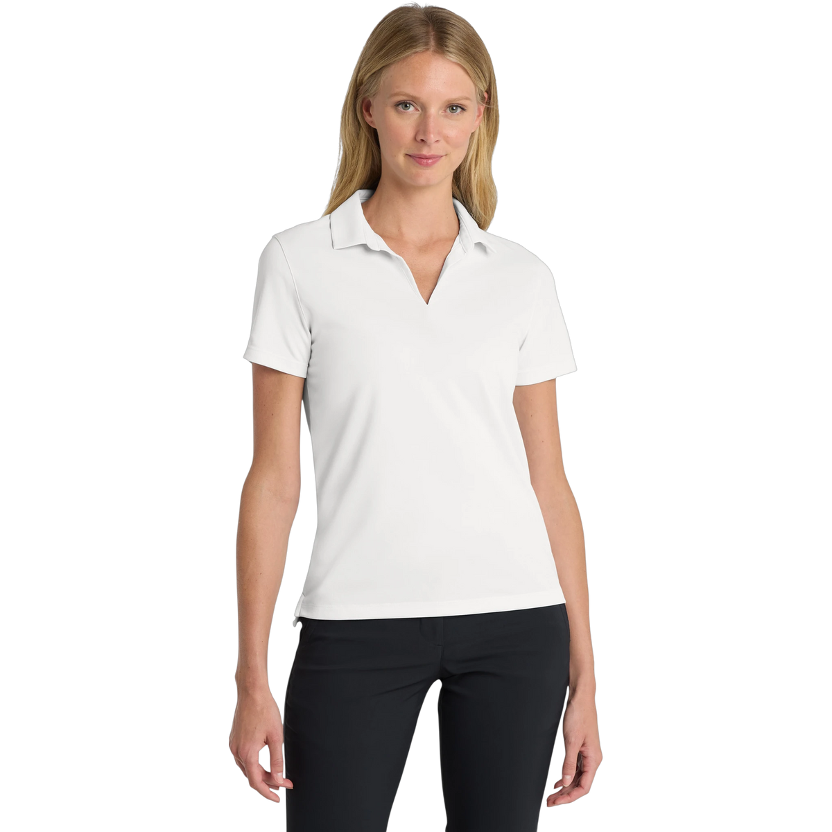 Nike Women's Dri-FIT Micro Pique 2.0 Polo in White — custom branded by Motive