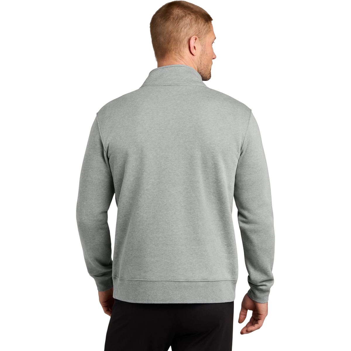 Nike Club Fleece Sleeve Swoosh 1/2-Zip in Dark Grey Heather — custom branded by Motive