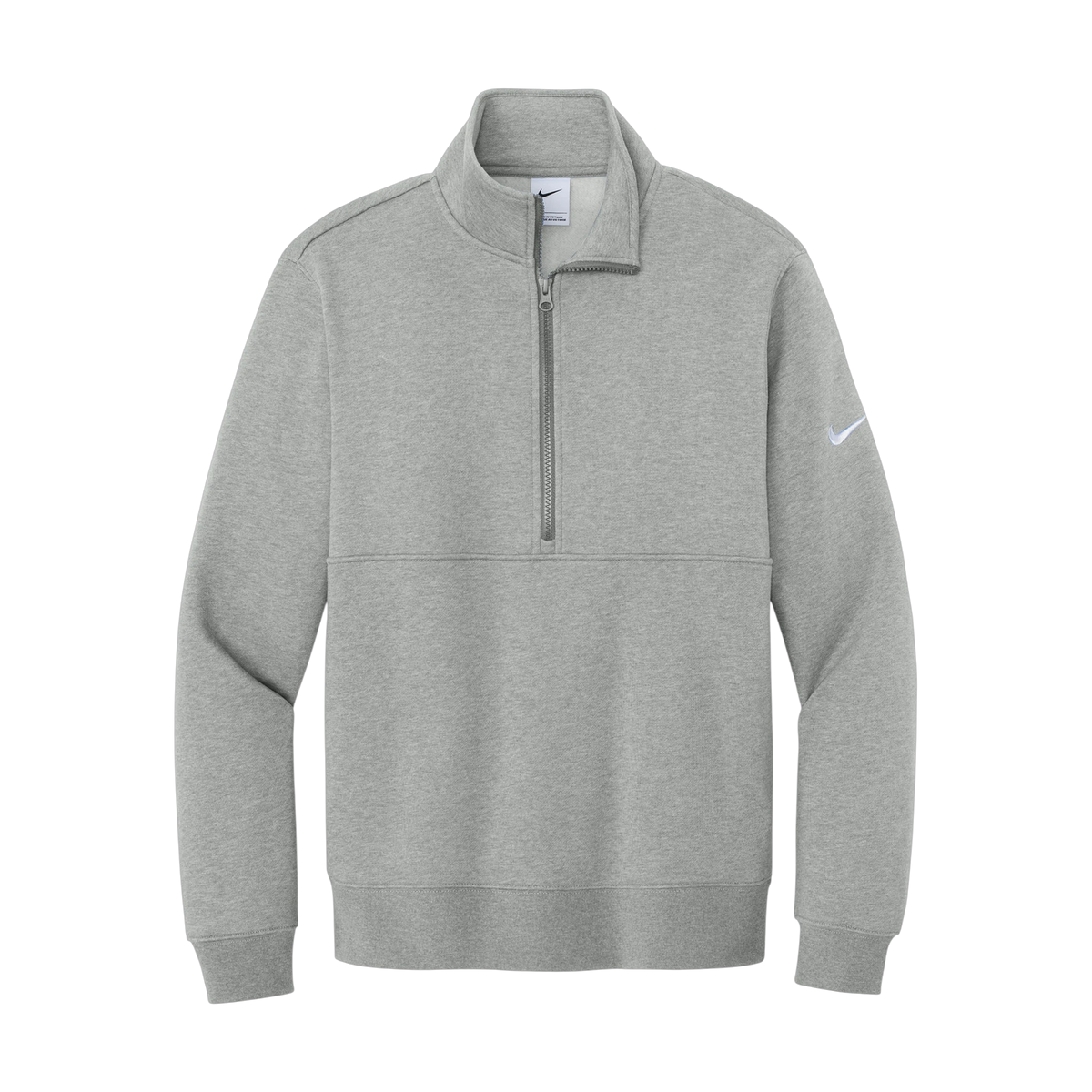 Nike Club Fleece Sleeve Swoosh 1/2-Zip in Dark Grey Heather — custom branded by Motive