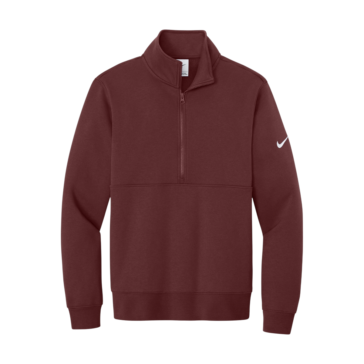 Nike Club Fleece Sleeve Swoosh 1/2-Zip in Dark Team Red — custom branded by Motive