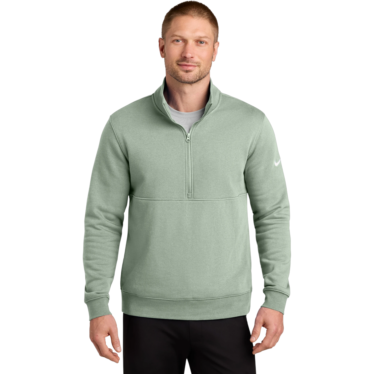 Nike Club Fleece Sleeve Swoosh 1/2-Zip in Jade Horizon — custom branded by Motive