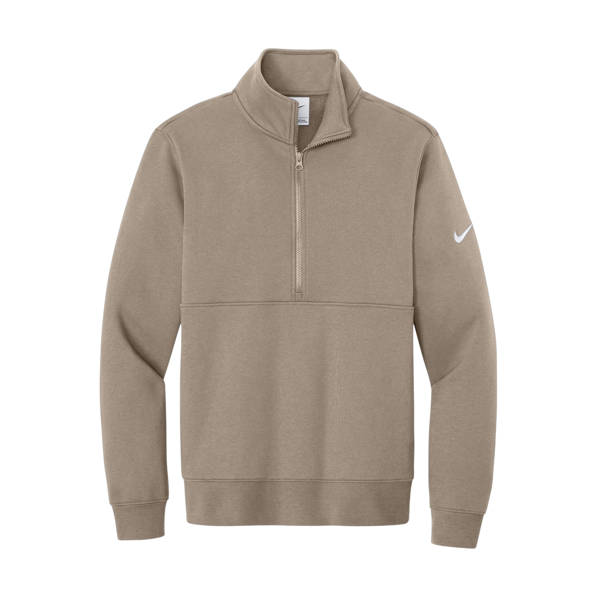 Nike Club Fleece Sleeve Swoosh 1/2-Zip in Khaki — custom branded by Motive