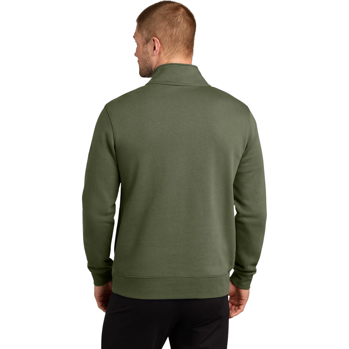 Nike Club Fleece Sleeve Swoosh 1/2-Zip in Medium Olive — custom branded by Motive