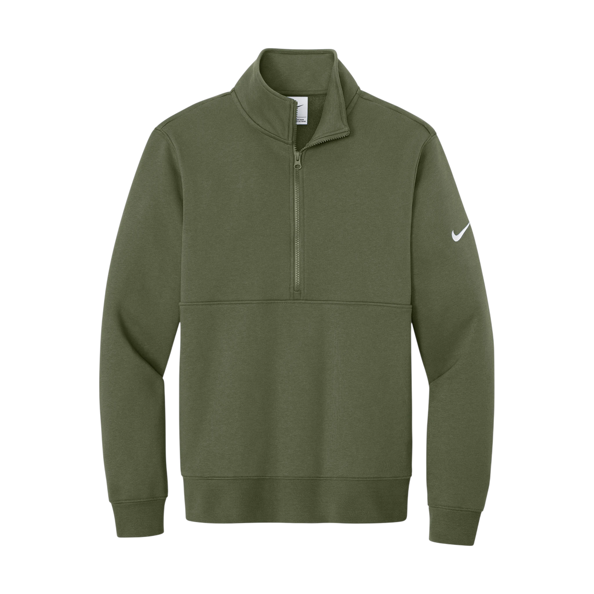 Nike Club Fleece Sleeve Swoosh 1/2-Zip in Medium Olive — custom branded by Motive