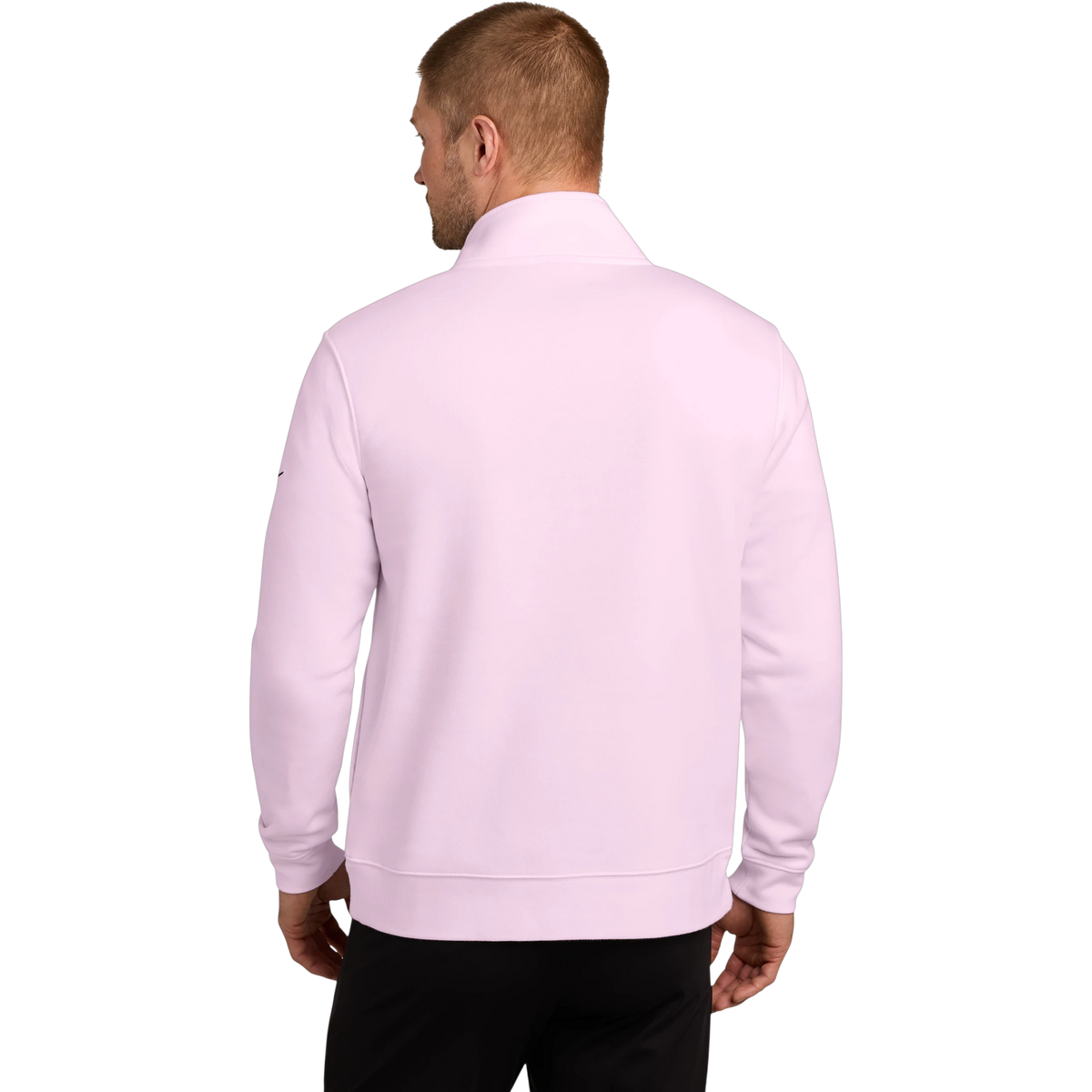 Nike Club Fleece Sleeve Swoosh 1/2-Zip in Pink Foam — custom branded by Motive