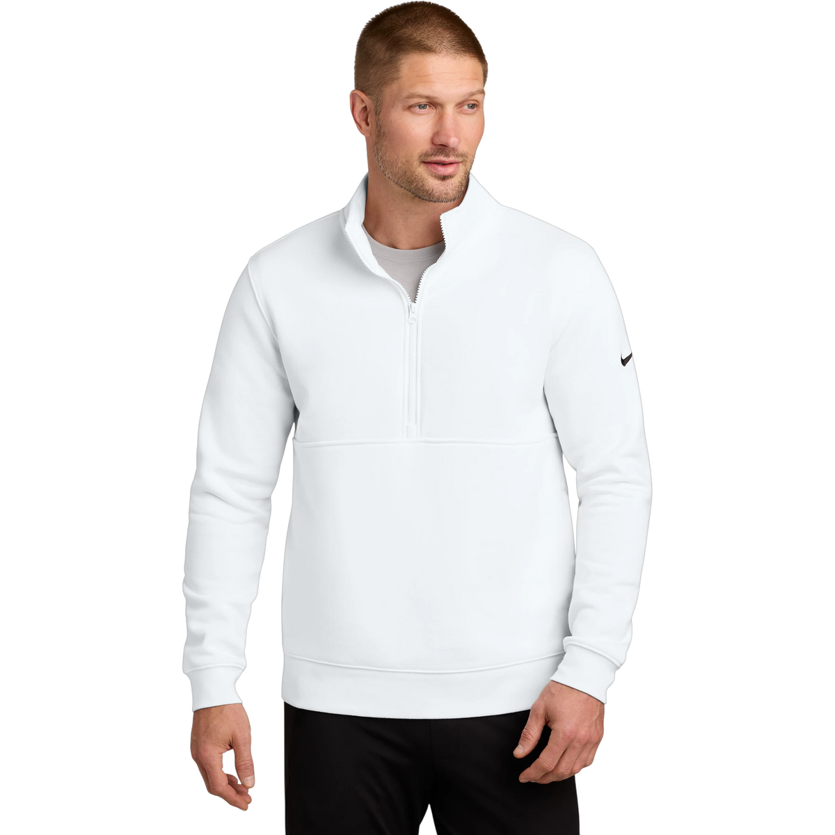 Nike Club Fleece Sleeve Swoosh 1/2-Zip in White