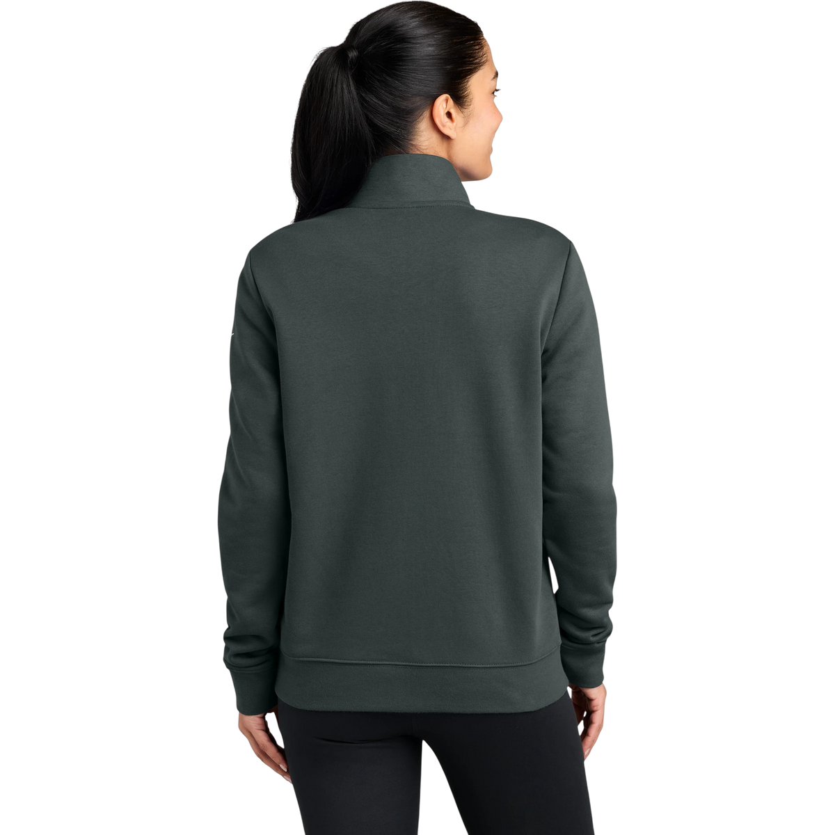 Nike Women's Club Fleece Sleeve Swoosh 1/2-Zip in Anthracite — custom branded by Motive