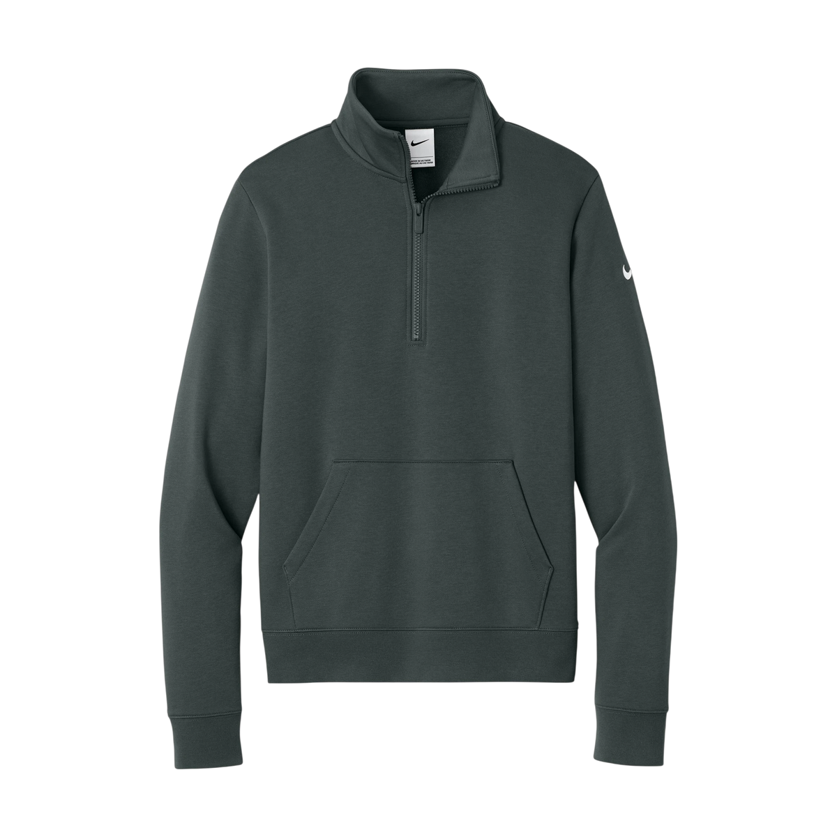 Nike Women's Club Fleece Sleeve Swoosh 1/2-Zip in Anthracite — custom branded by Motive