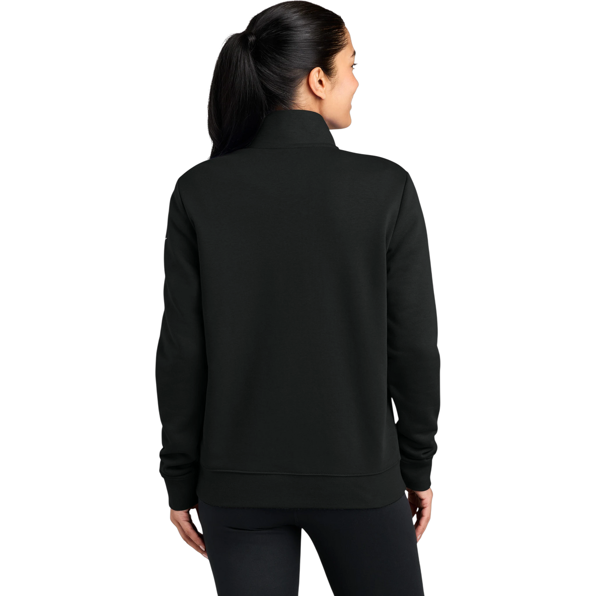 Nike Women's Club Fleece Sleeve Swoosh 1/2-Zip in Black — custom branded by Motive