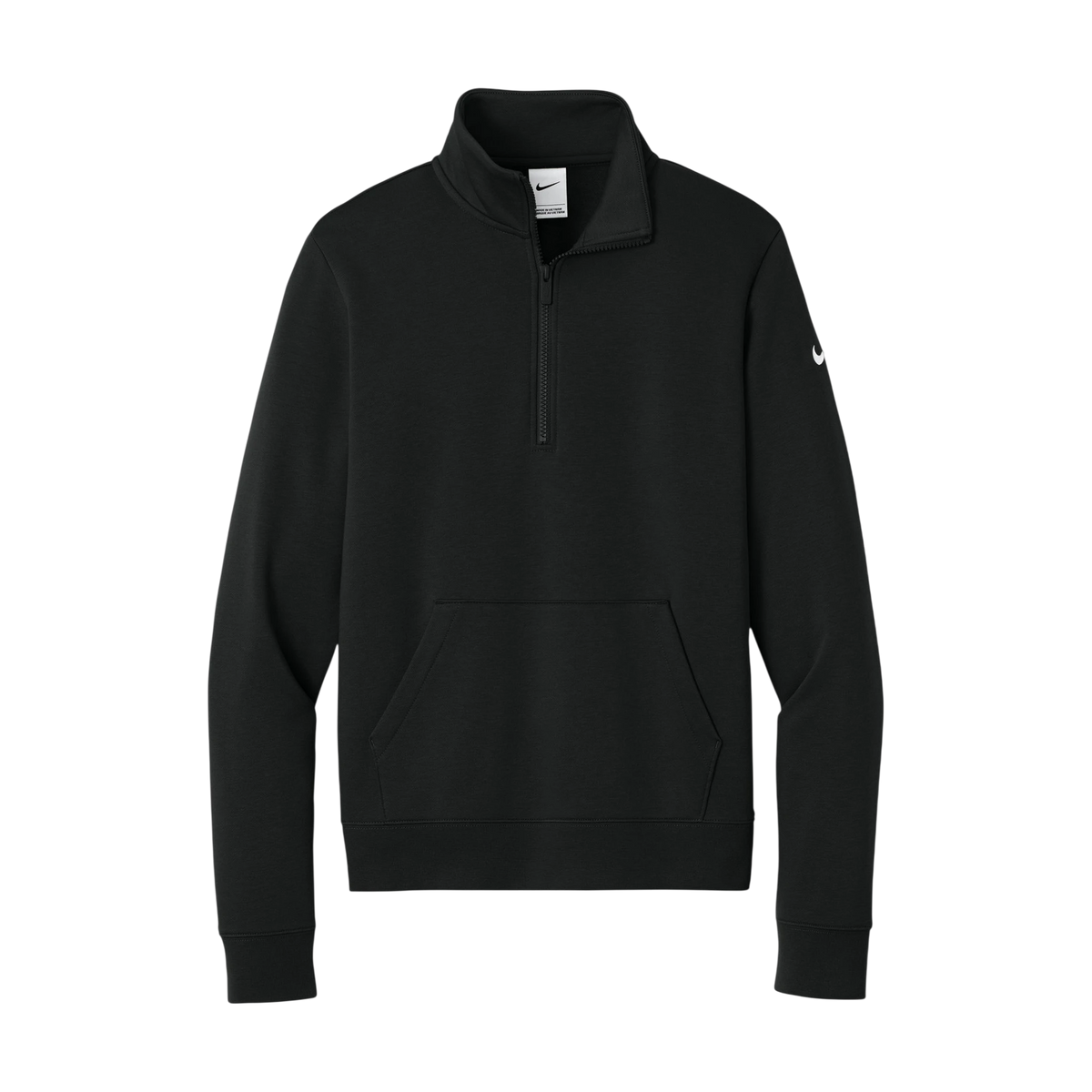 Nike Women's Club Fleece Sleeve Swoosh 1/2-Zip in Black — custom branded by Motive