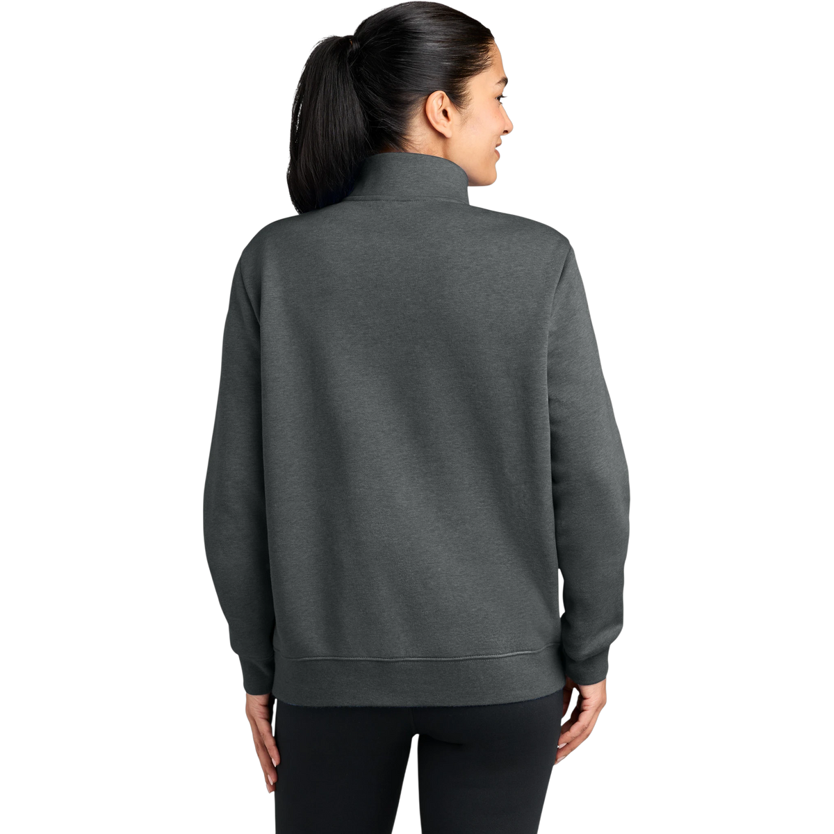 Nike Women's Club Fleece Sleeve Swoosh 1/2-Zip in Charcoal Heather — custom branded by Motive