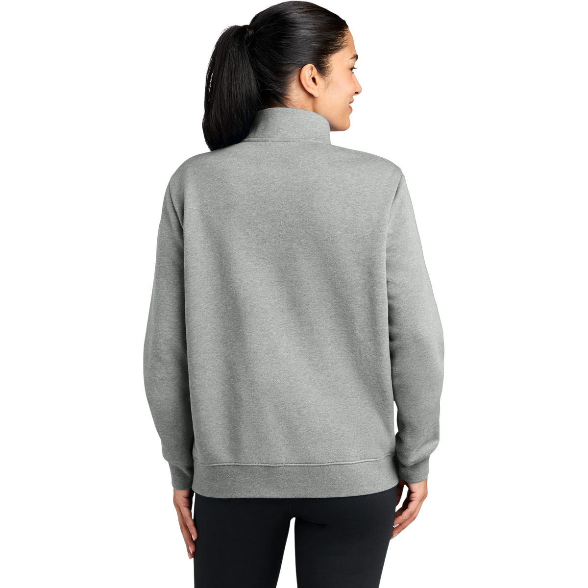 Nike Women's Club Fleece Sleeve Swoosh 1/2-Zip in Dark Grey Heather — custom branded by Motive