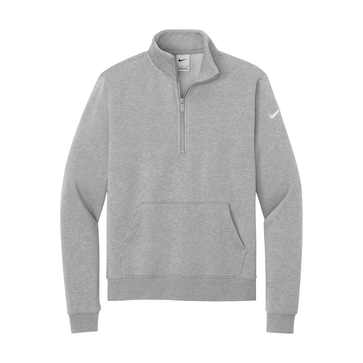 Nike Women's Club Fleece Sleeve Swoosh 1/2-Zip in Dark Grey Heather — custom branded by Motive