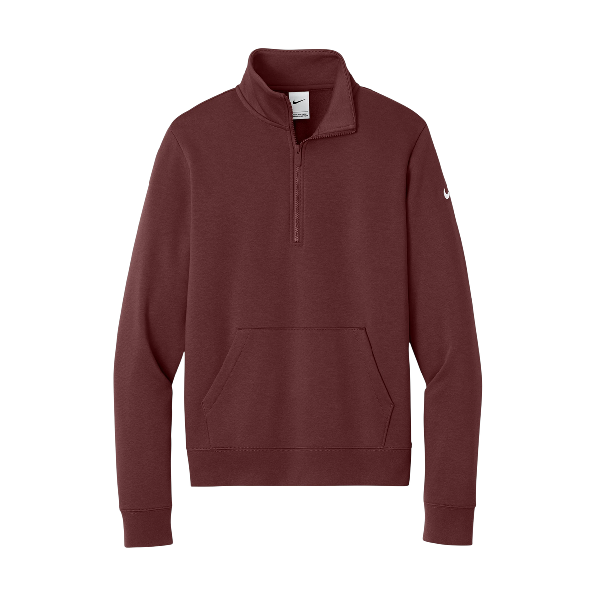 Nike Women's Club Fleece Sleeve Swoosh 1/2-Zip in Dark Team Red — custom branded by Motive