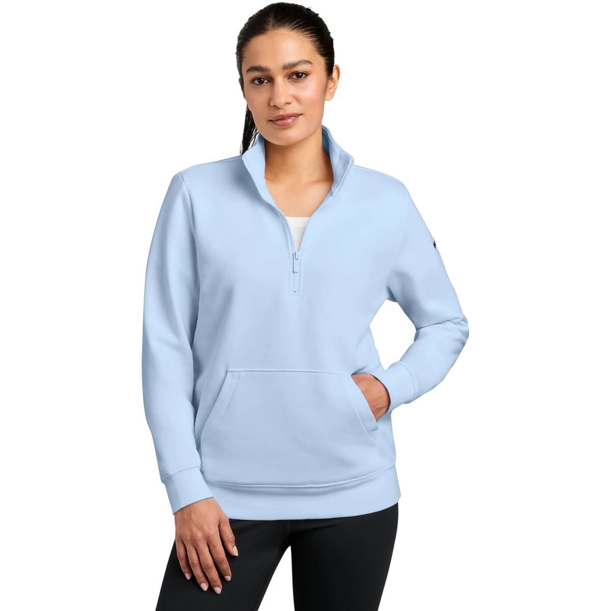 Nike Women's Club Fleece Sleeve Swoosh 1/2-Zip in Hydrogen Blue — custom branded by Motive