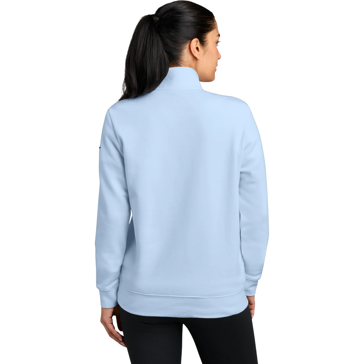 Nike Women's Club Fleece Sleeve Swoosh 1/2-Zip in Hydrogen Blue — custom branded by Motive