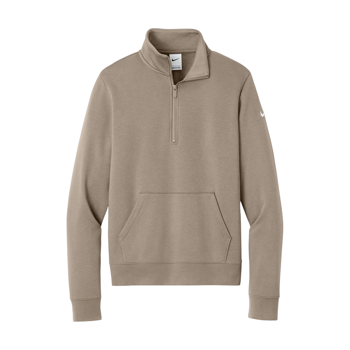 Nike Women's Club Fleece Sleeve Swoosh 1/2-Zip in Khaki — custom branded by Motive