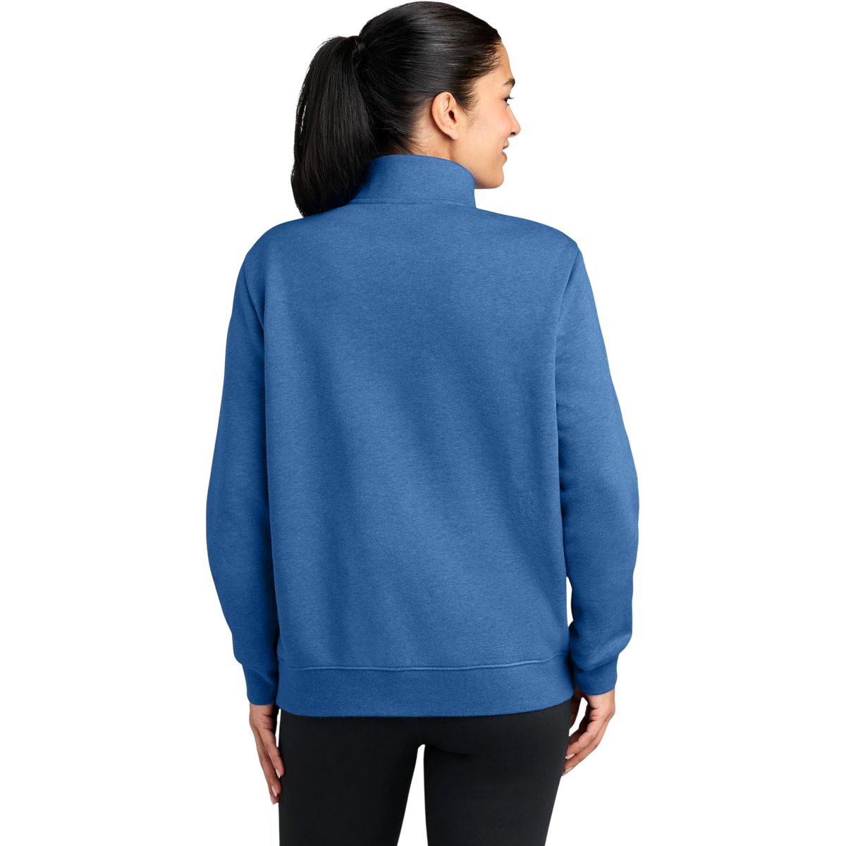 Nike Women's Club Fleece Sleeve Swoosh 1/2-Zip in Light Game Royal Heather
