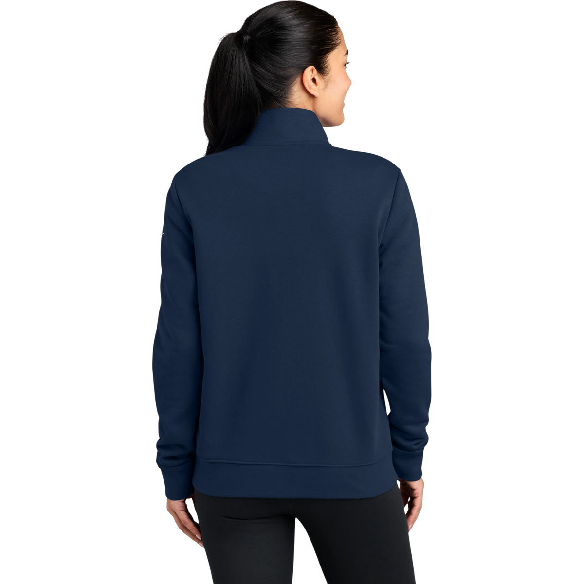 Nike Women's Club Fleece Sleeve Swoosh 1/2-Zip in Midnight Navy — custom branded by Motive