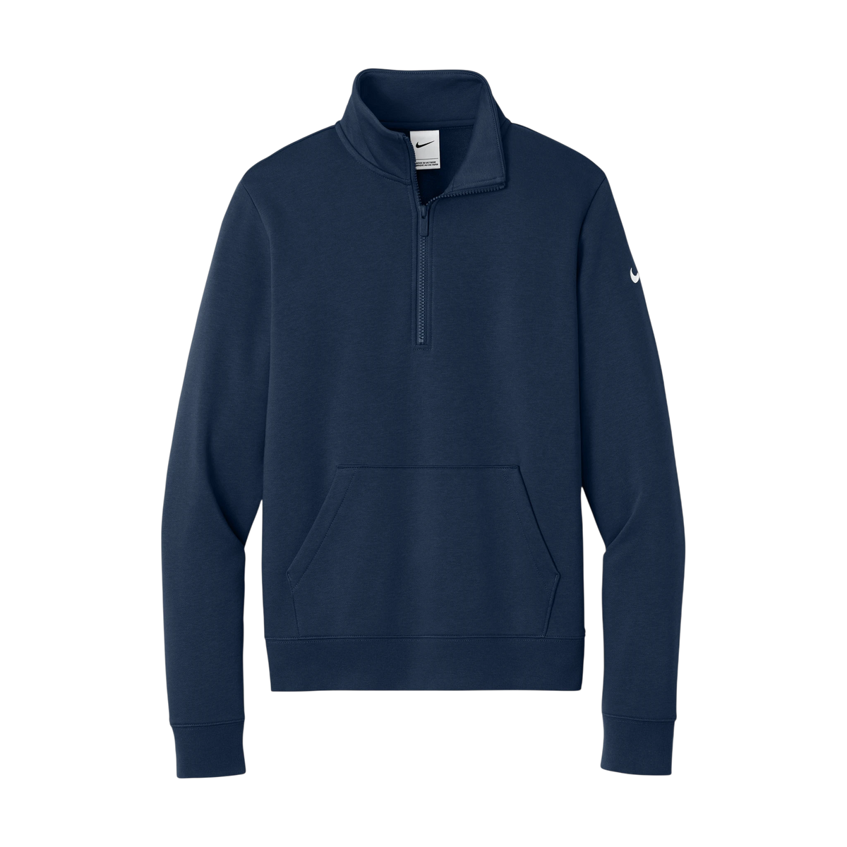 Nike Women's Club Fleece Sleeve Swoosh 1/2-Zip in Midnight Navy — custom branded by Motive