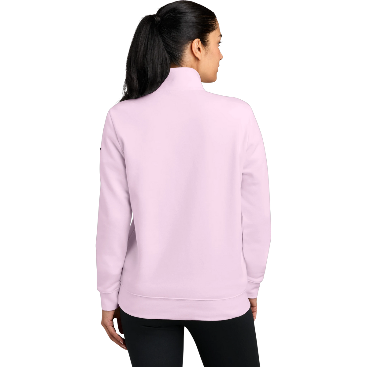 Nike Women's Club Fleece Sleeve Swoosh 1/2-Zip in Pink Foam — custom branded by Motive