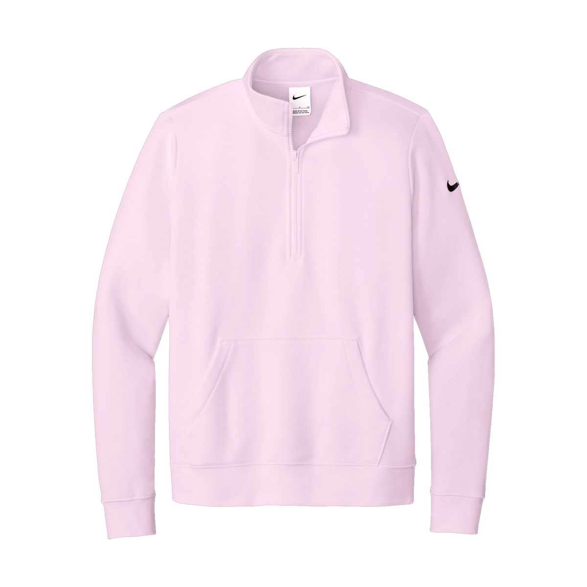 Nike Women's Club Fleece Sleeve Swoosh 1/2-Zip in Pink Foam — custom branded by Motive