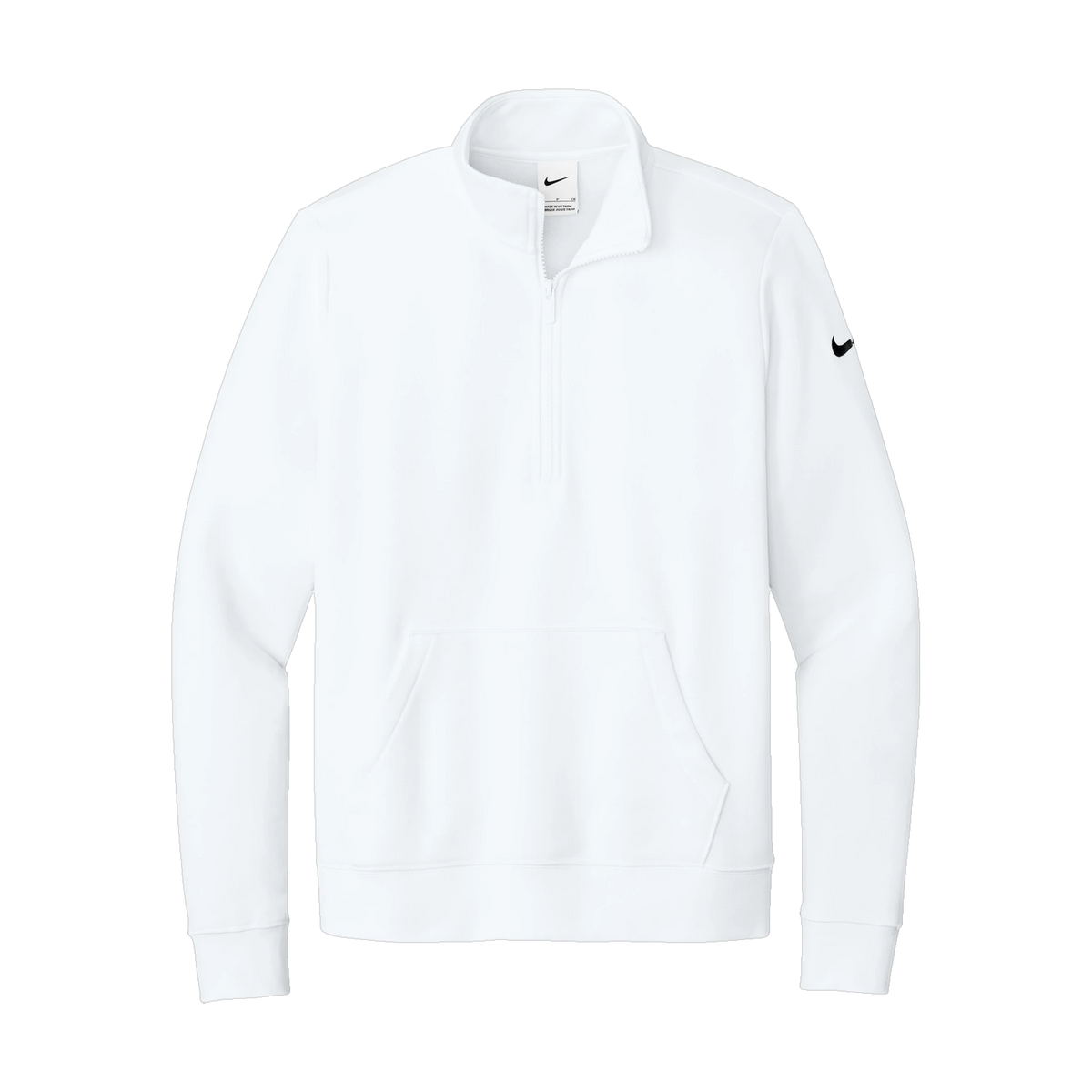 Nike Women's Club Fleece Sleeve Swoosh 1/2-Zip in White — custom branded by Motive