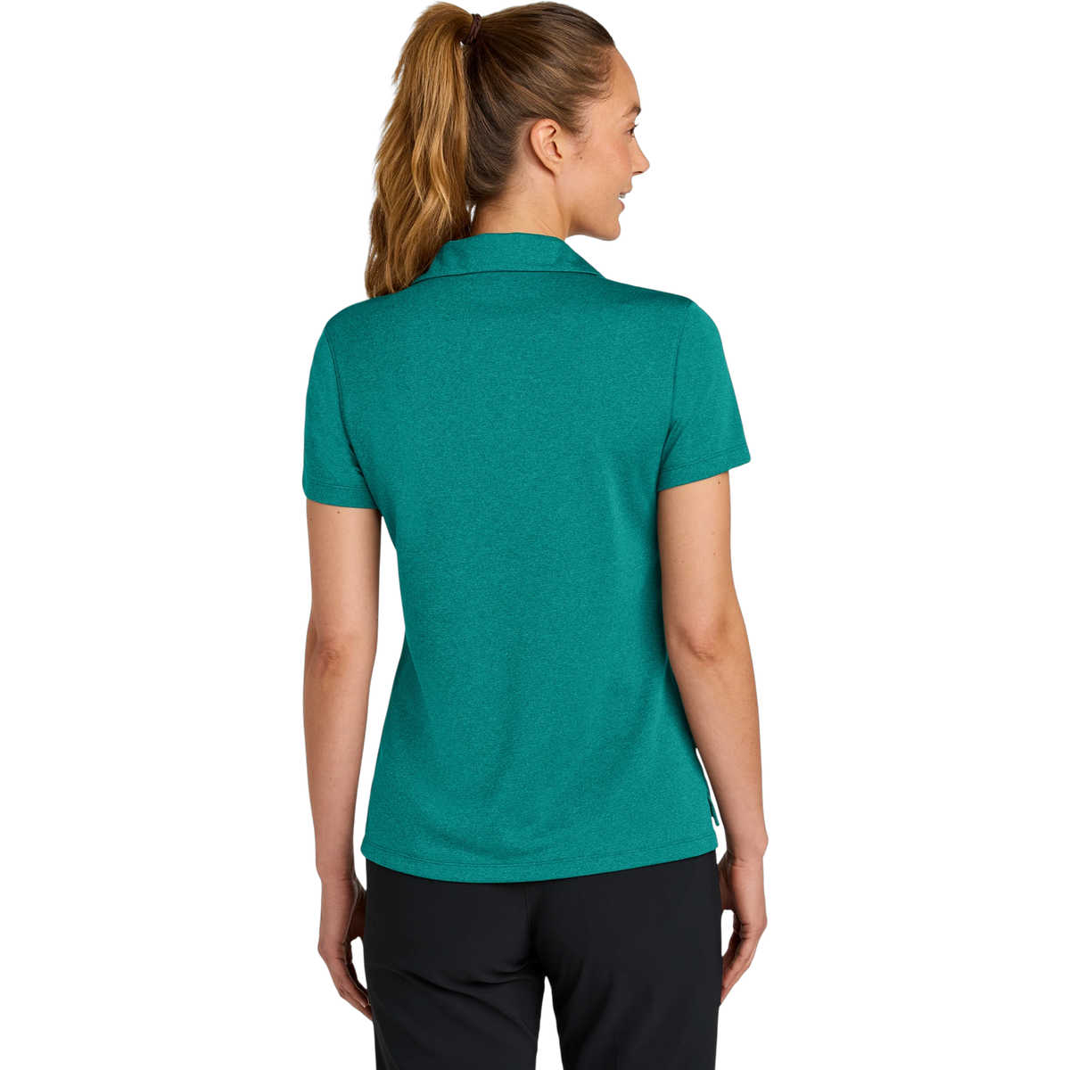 Nike Women's Dri-FIT Smooth Heather Polo in Bright Spruce Heather — custom branded by Motive
