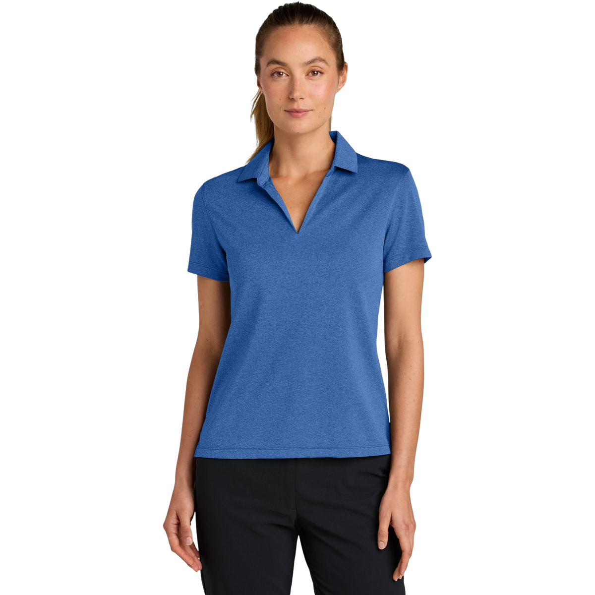 Nike Women's Dri-FIT Smooth Heather Polo in Game Royal Heather — custom branded by Motive