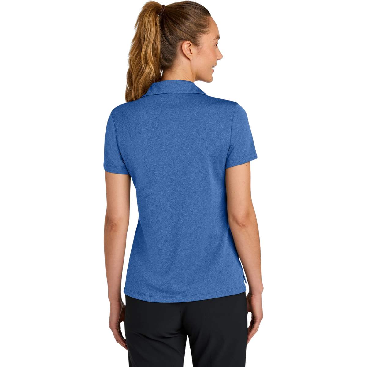 Nike Women's Dri-FIT Smooth Heather Polo in Game Royal Heather — custom branded by Motive