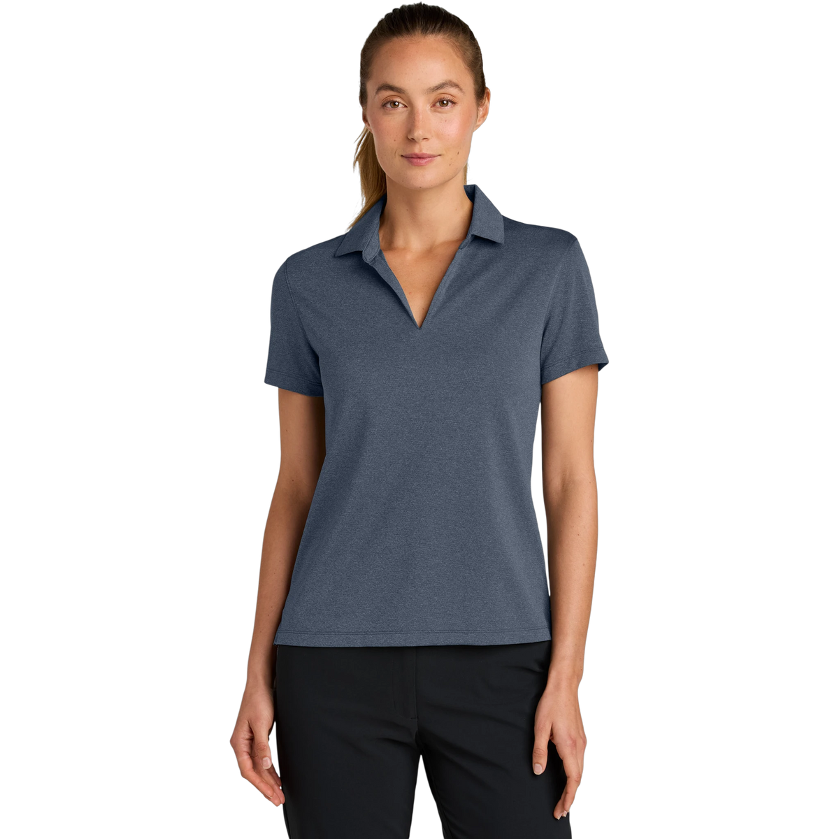 Nike Women's Dri-FIT Smooth Heather Polo in Navy Heather — custom branded by Motive