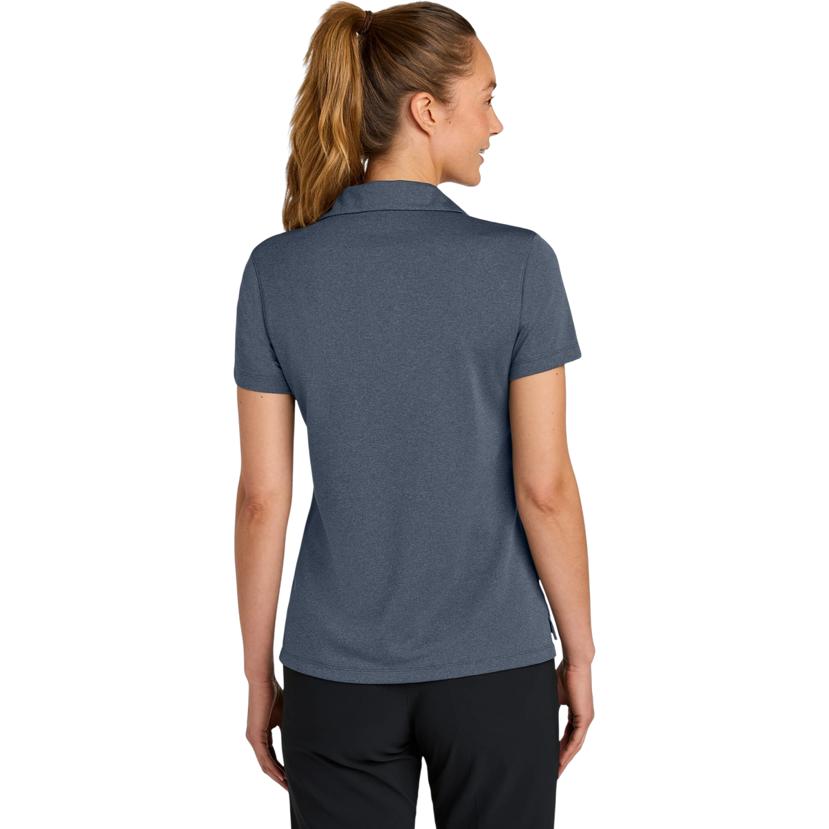 Nike Women's Dri-FIT Smooth Heather Polo in Navy Heather — custom branded by Motive
