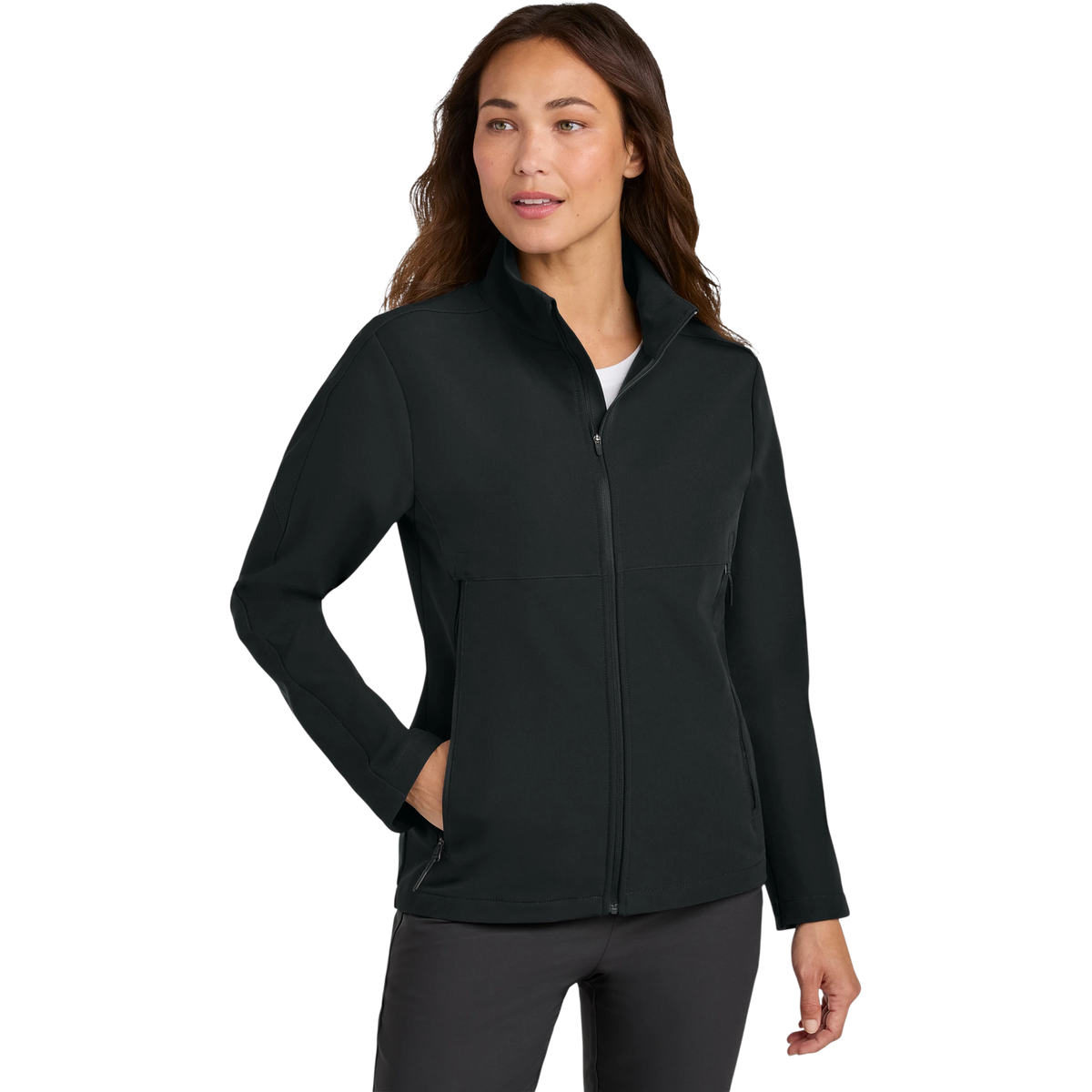 Nike Women's Full-Zip Soft Shell Jacket in Black — custom branded by Motive