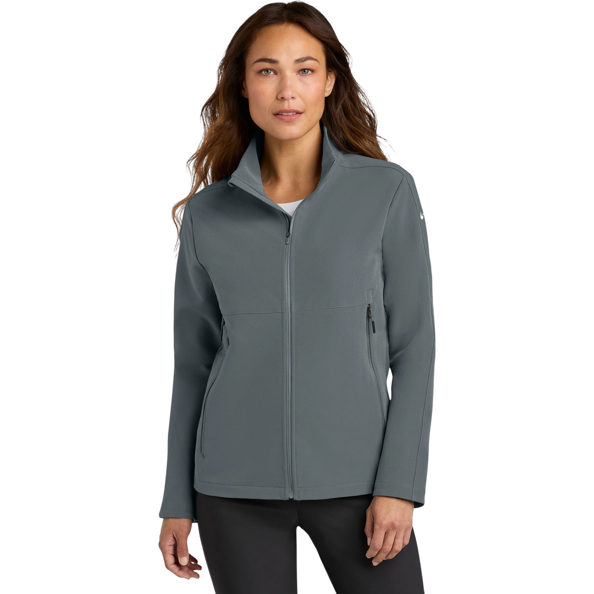 Nike Women's Full-Zip Soft Shell Jacket in Dark Grey — custom branded by Motive